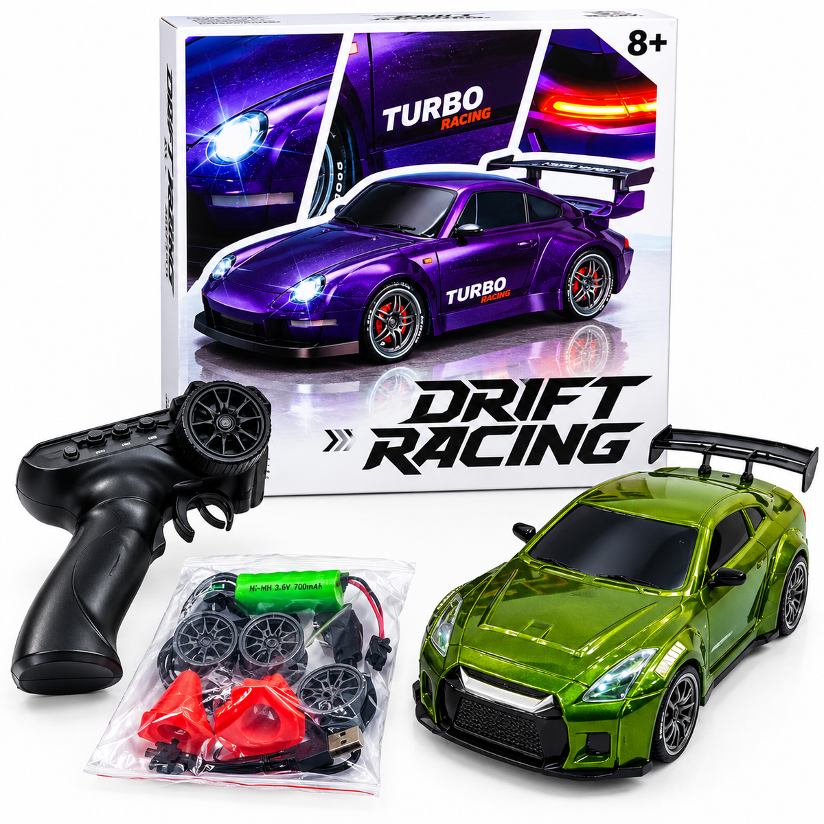 1:18 Turbo Drift Racing Remote Control
Car | Sports Car Design, 4WD Drift, Rechargeable 7.4V Battery