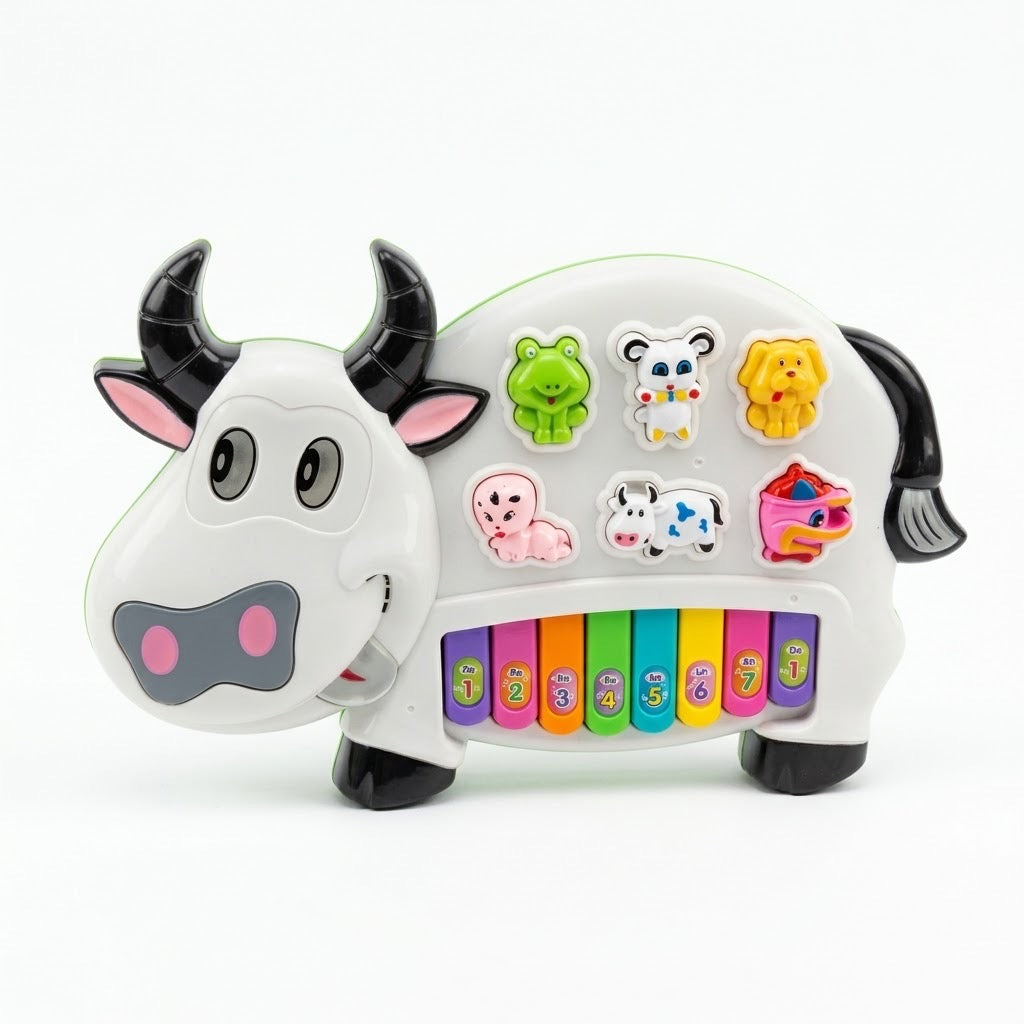 Cow Piano Musical Toy for Kids
- Early Learning Keyboard with Lights, Animal Sounds & 8 Piano
Keys