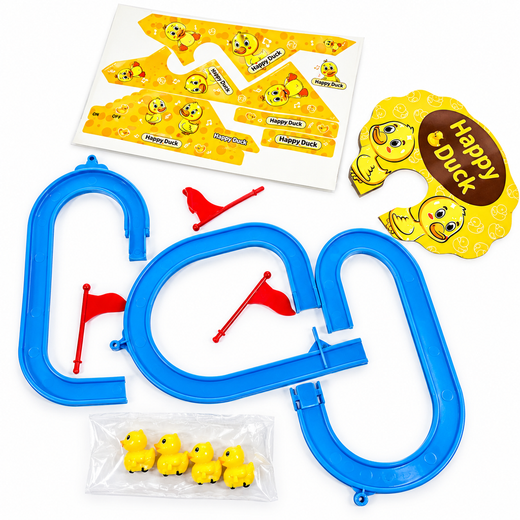 Duck Track Electric Slide Toy - Automatic Climbing Stair Duck with Music, Lights & Slide Track for Kids