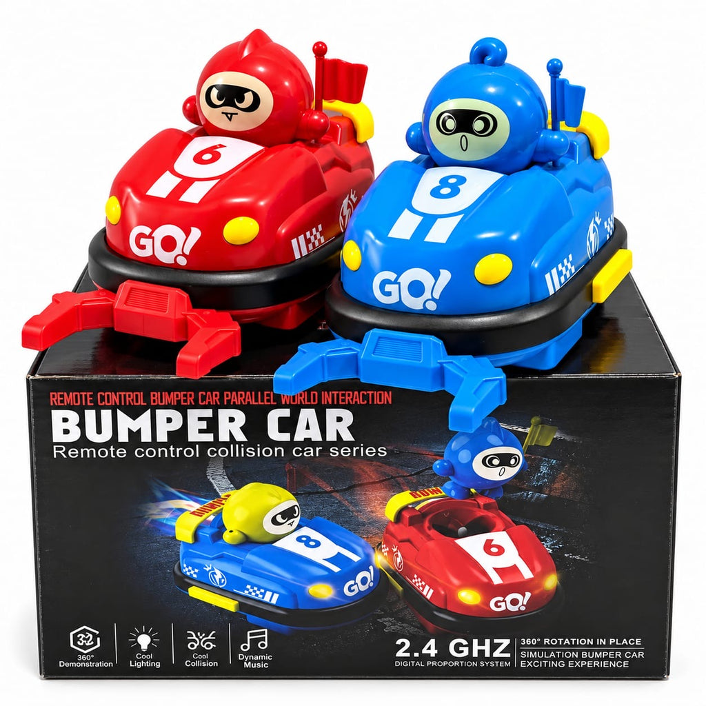 2 Pack RC Bumper Battle Cars - Remote Control Bumper Cars with
2 Drivers, 2 Remotes & Rechargeable Batteries