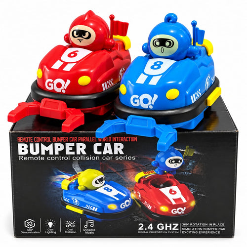 2 Pack RC Bumper Battle Cars - Remote Control Bumper Cars with
2 Drivers, 2 Remotes & Rechargeable Batteries