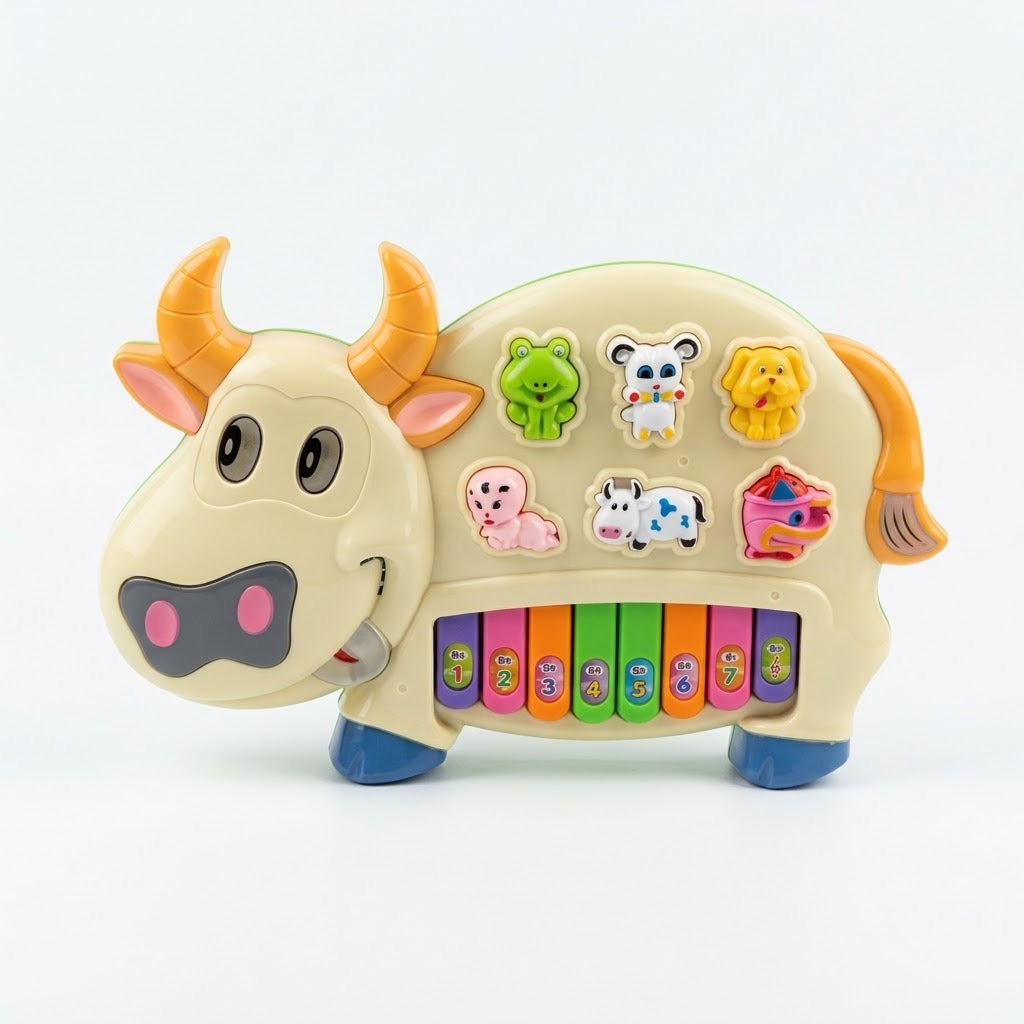 Cow Piano Musical Toy for Kids
- Early Learning Keyboard with Lights, Animal Sounds & 8 Piano
Keys