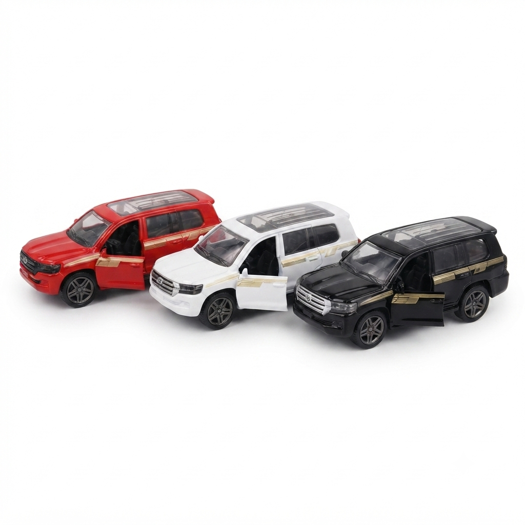 1.32 Scale Prado Car Toy – Alloy Metal Body, Pull Back Action, Realistic Interior, Door Open Feature, SUV Model for Kids & Collectors – Durable & Stylish Die-Cast Model