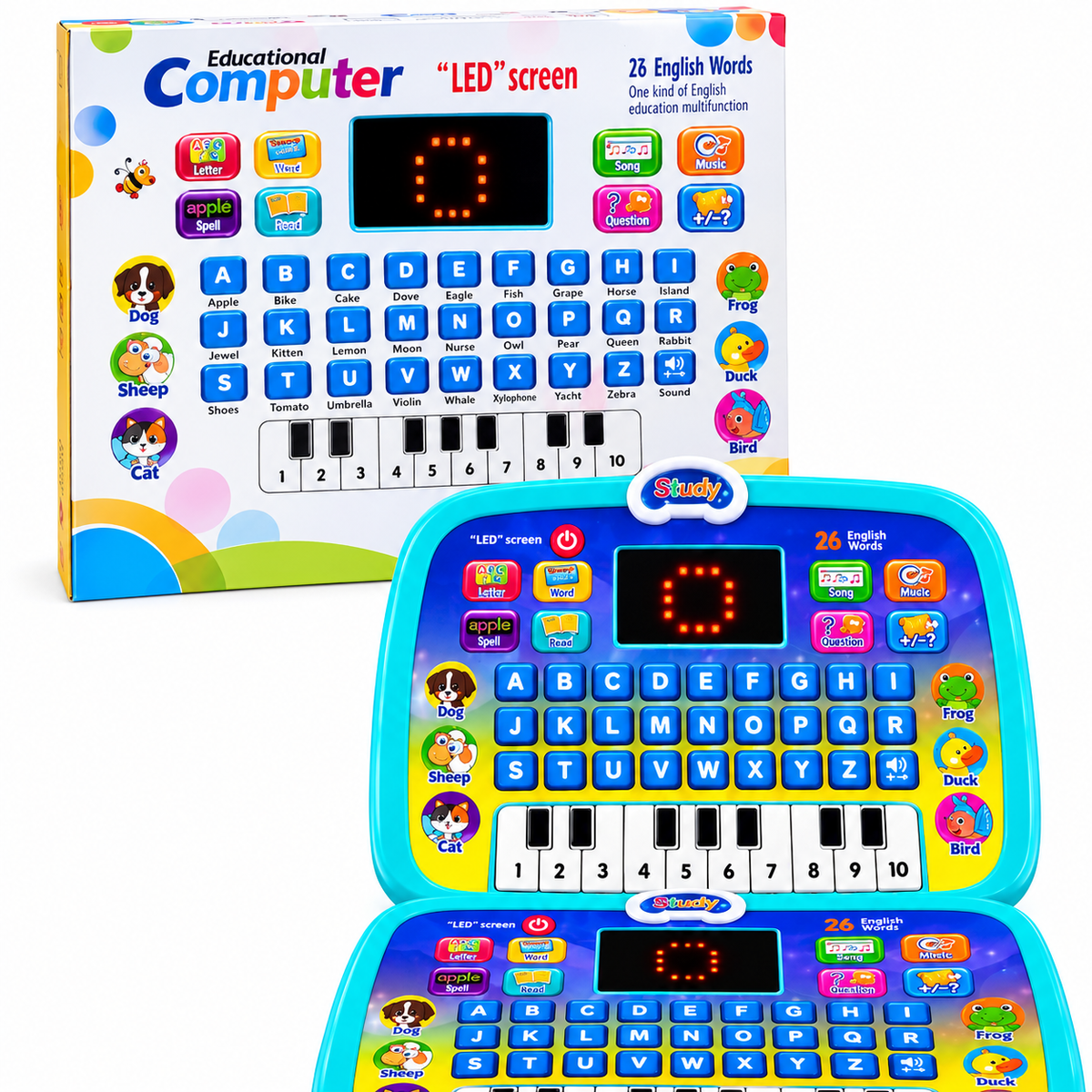 Kids Educational Learning
Computer - LED Tablet Toy with
ABC, Numbers, Piano, Music & Sounds