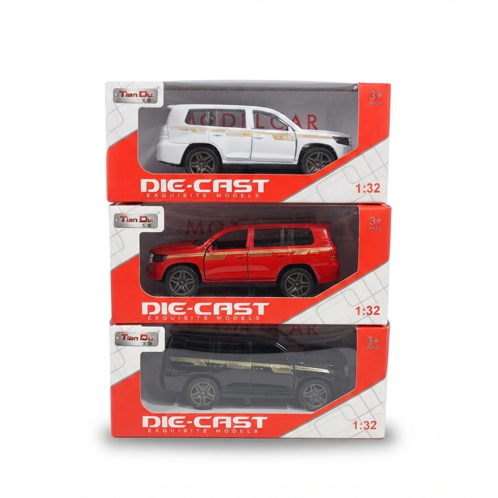 1.32 Scale Prado Car Toy – Alloy Metal Body, Pull Back Action, Realistic Interior, Door Open Feature, SUV Model for Kids & Collectors – Durable & Stylish Die-Cast Model