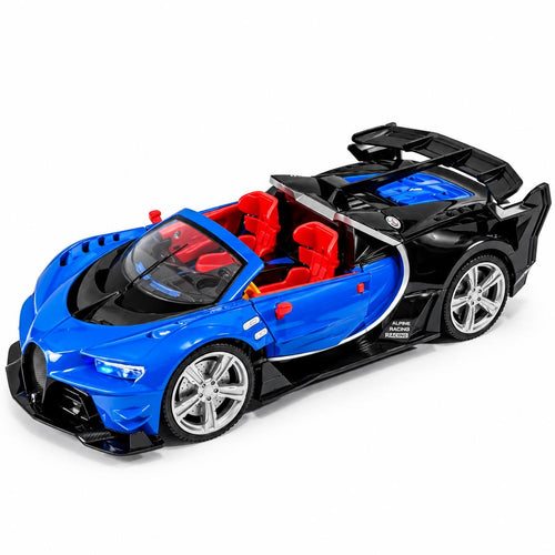 1:14 Scale Rechargeable RC Supercar Racing Toy - Remote Control Car with Openable Doors, LED Lights