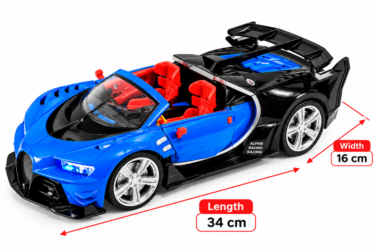 1:14 Scale Rechargeable RC Supercar Racing Toy - Remote Control Car with Openable Doors, LED Lights