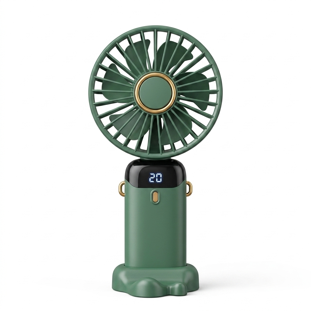 Mini Rechargeable Handheld Fan | USB Charging | Portable Desk & Travel Fan with LED Display | Foldable & 5 Speed Modes