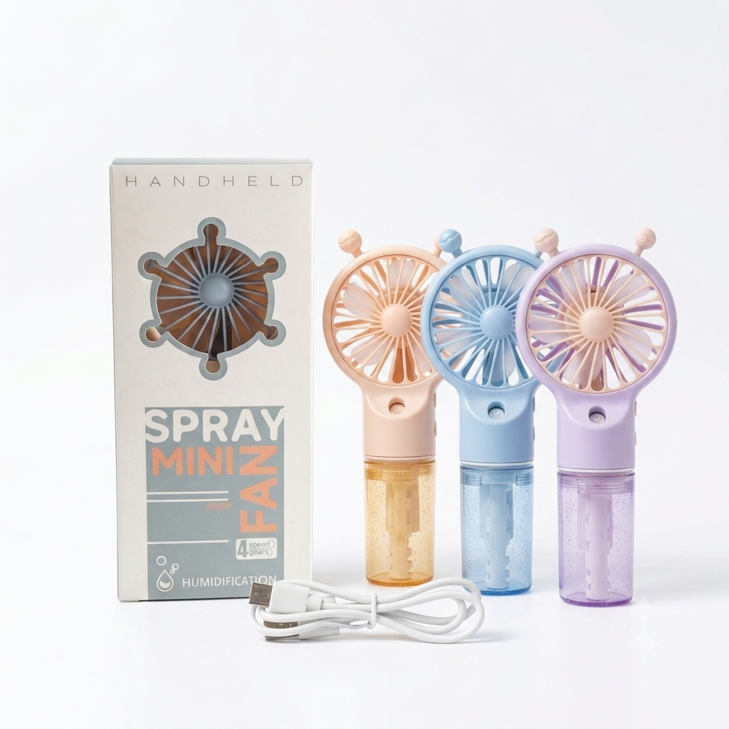 Portable Mini Spray Fan Rechargeable Handheld Mist Fan USB Cooling Fan with Water Spray Humidifier Quiet Air Cooler for Summer Travel Office Home