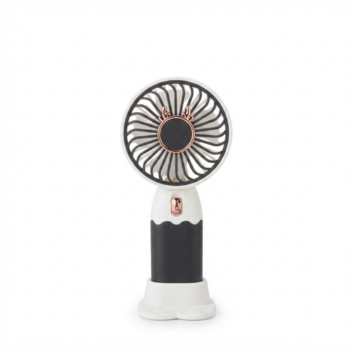 Cute Bear-Eared Handheld Mini Fan – Portable Rechargeable USB Desk Fan with Stand, Travel-Friendly Personal Cooling Fan