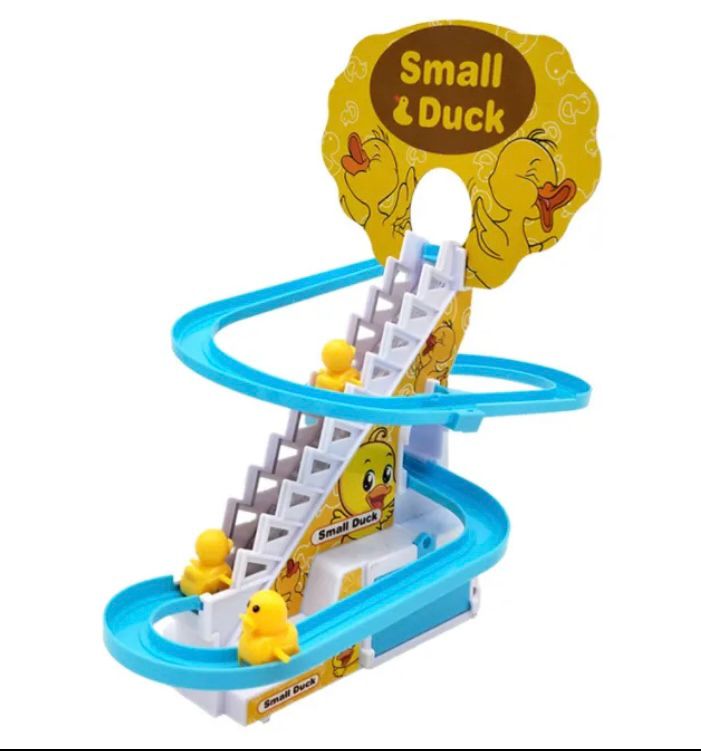 Electric Duck Climbing Stairs Toy Children Roller Coaster Toy Set With Flashing LED Light Easy To Install And Carry