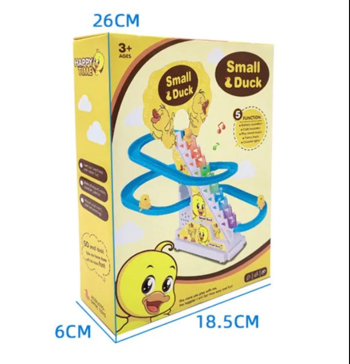 Electric Duck Climbing Stairs Toy Children Roller Coaster Toy Set With Flashing LED Light Easy To Install And Carry