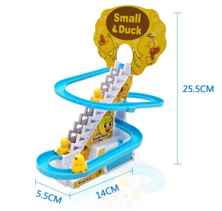 Electric Duck Climbing Stairs Toy Children Roller Coaster Toy Set With Flashing LED Light Easy To Install And Carry
